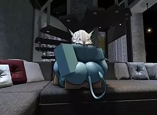 Just bending over for rough Roblox sex with a fiery hot demon.