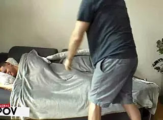 Delightful teen gets face jizz