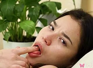 Solo Brunette Marika Sherman Plays with Pink Pussy on Bed in 4K