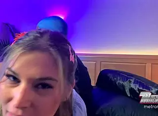 Blonde pawg devours cock after spanking