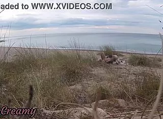 Damn! French teacher slut gives public blowjob on nude beach with cumshot!