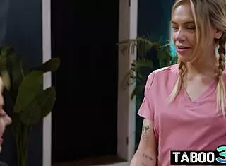 lesbian teen dylan moore massages and licks hot milf client's pussy