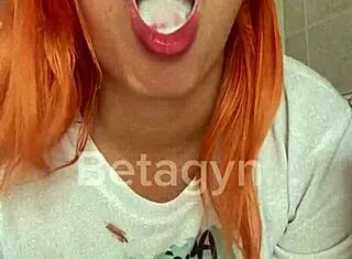 young redhead gets assfucked hard, cum inside her tight anal hole in this intense session.