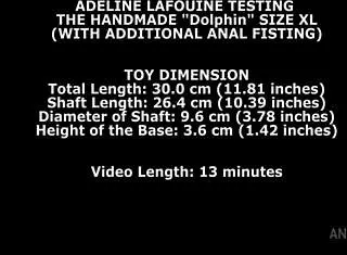 adeline lafouine tests huge dolphin toy with fisting