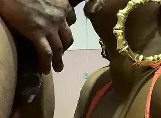 Young Ebony BBW Milf Gives Sloppy Wet Blowjob To Fat Black Cock