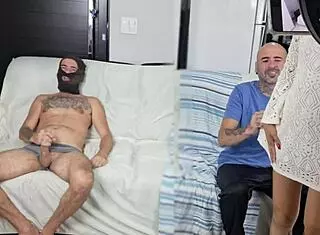 wife fucks stranger while blindfolded husband watches