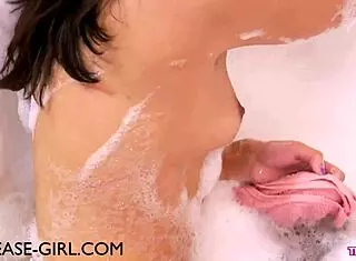 Blonde Model Enjoys Relaxing Bath After Photoshoot