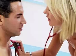 Busty Blonde Doctor Offers Shaved Pussy to Patient