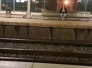 stranger fucks her in jeans at train station pov