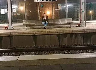 stranger fucks her in jeans at train station pov