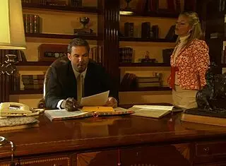 FUCKED blonde MILF in golden high HEELS