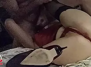 White Slut in Red Dress Deepthroats and Rims